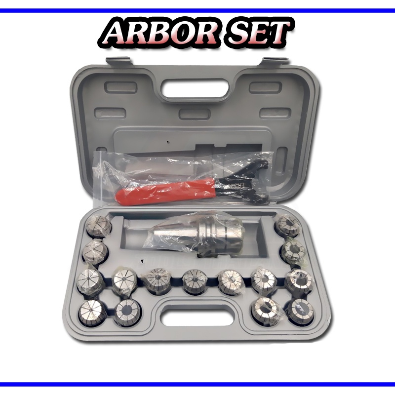 อาร์เบอร์เซท BT40-ER40 ใน 1 ชุด มีอาร์เบอร์ 1 หัว/คอลเลท 15 ชิ้น/ประแจคัน 1 ชิ้น Arbor Set พร้อมกล่อ