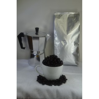 กาชงกาแฟ MOKKA POT ขนาด 6 CUP ขายคู่กับ เมล็ดกาแฟ คั่วเข้ม อราบิก้า 100% ขนาด 500 g