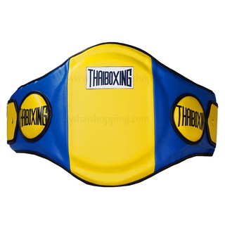 THAIBOXING เป้าป้องกันหน้าท้องหนังเทียม สีน้ำเงินเหลือง