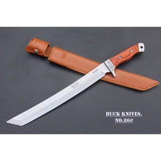 มีดใบตายหัวตัด TANTO BUCK KNIVES No.86 FULL TANK  ใบมีด 5Cr15mov  ด้ามจับไม้ พร้อมซอง ขนาด 16.5 นิ้ว