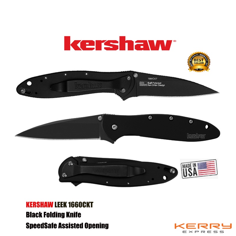 มีดพับ พก เดินป่า Kershaw Leek 1660CKT Speedsafe DesiKen Onion Leek Assisted Flipper Knife 3