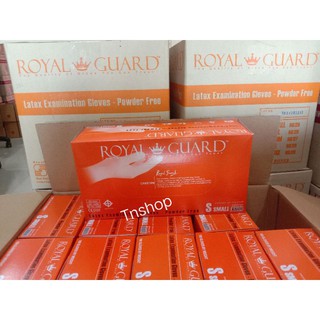 ถุงมือการแพทย์ ยี่ห้อRoyal Guard ไซส์ S (100ชิ้น/กล่อง) รุ่นไร้แป้ง Powder Free ( หนา ไม่ขาดง่าย) Iso13485