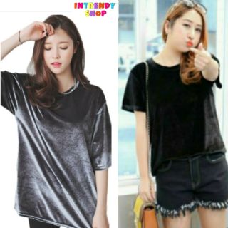 เสื้อยืดคอกลมกํามะหยี่สาวอวบ ไซส์ใหญ่ XL.  2XL.  3XL.