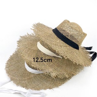 หมวกสานปีกกว้าง Michelle Straw Hat ผูกคาง