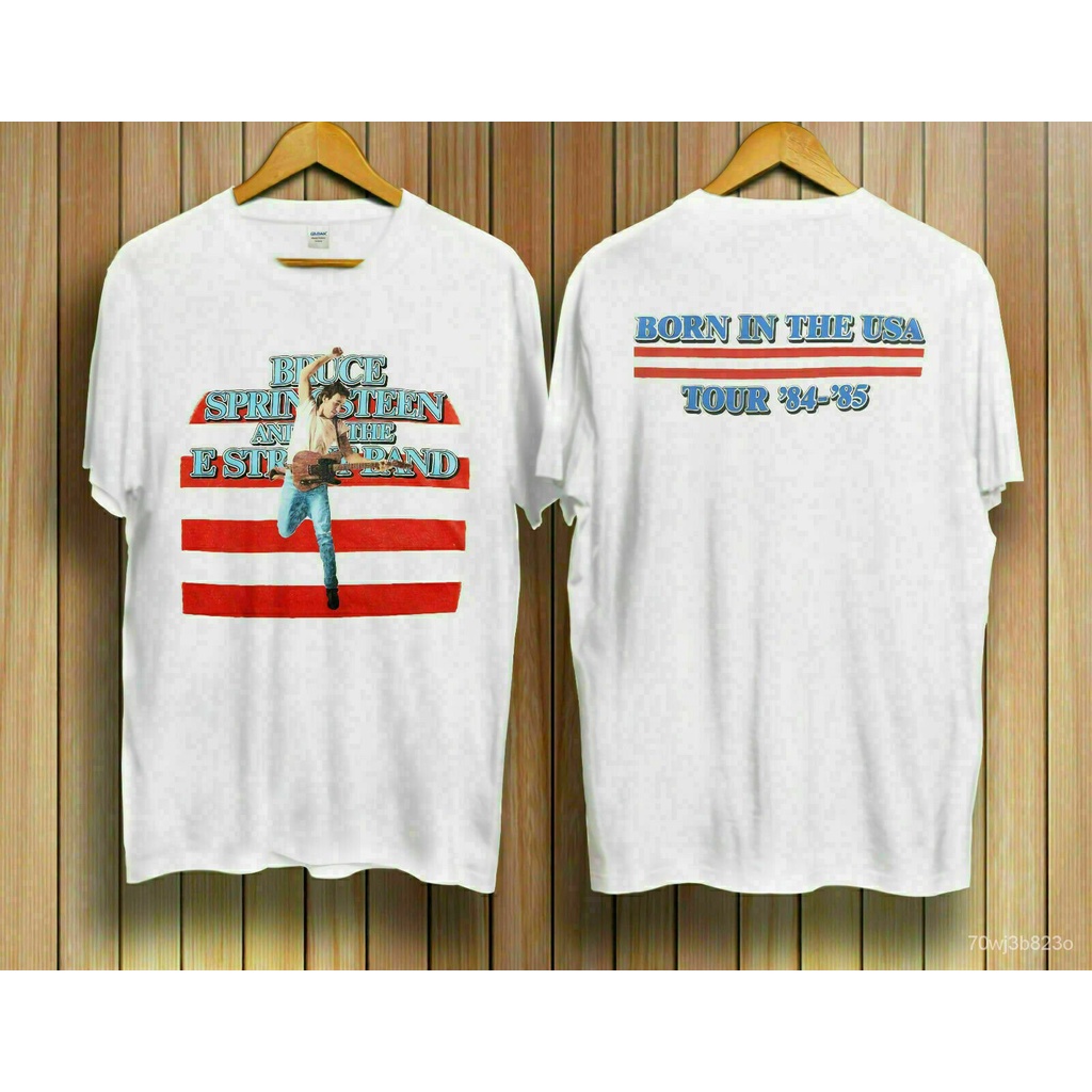 ผ้าฝ้ายแท้ คอลูกเรือGildan -   Rare!! Vtg Bruce Springsteen 80's Born in the usa tour 84-85 New t-sh