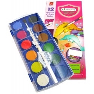 สีน้ำก้อน 12 สี กล่องพลาสติก มาสเตอร์อาร์ต