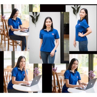 เสื้อโปโลสีน้ำเงินแบรนด์Mcs Tsทรงผุ้หญิง