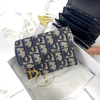 Dior SADDLE 5-GUSSET CARD HOLDER Blue Dior Oblique Jacquard