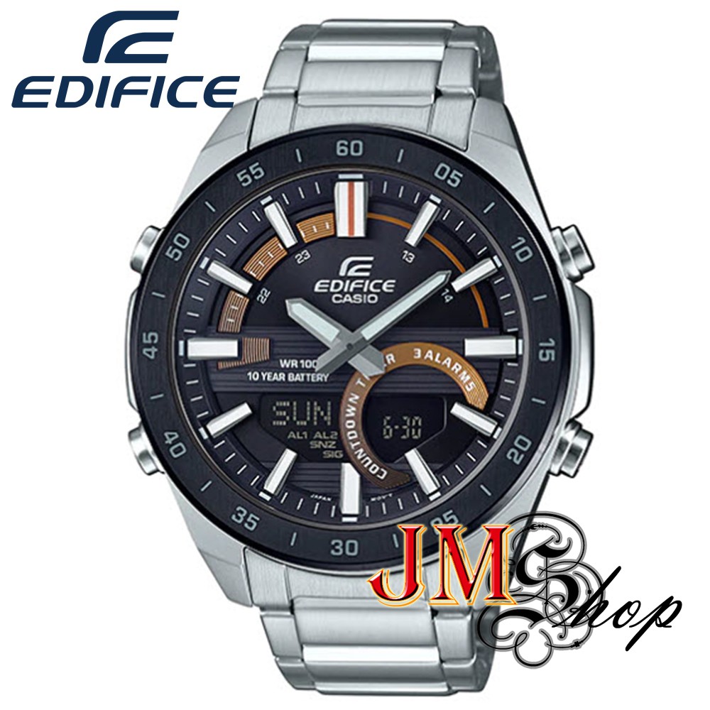 Casio Edifice นาฬิกาข้อมือผู้ชาย สายสแตนเลส รุ่น ERA-120DB-1BVDF หน้าปัดสีดำ