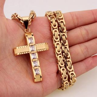 New mens fashion punk cross gold-plated inlaid zircon pendant (not including chain)