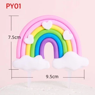 🌈 ป้ายปักเค้กสายรุ้ง ป้ายสายรุ้งก้อนเมฆ ป้ายก้อนเมฆ ป้ายแต่งเค้กสายรุ้ง ขนาดใหญ่🌈