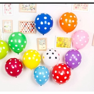 ลูกโป่งลายจุด polkadot 12นิ้ว สีสวย คุณภาพดี