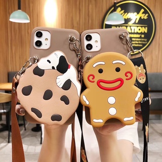 Cute cartoon pig snoopy biscuit Gingerbread Man กระเป๋าหรูซิปโทรศัพท์เคส เคส iphone 13 12 11 pro max 5 5s se 2020 6 6s 7 8 plus X xs max XR zipper wallet soft phone case