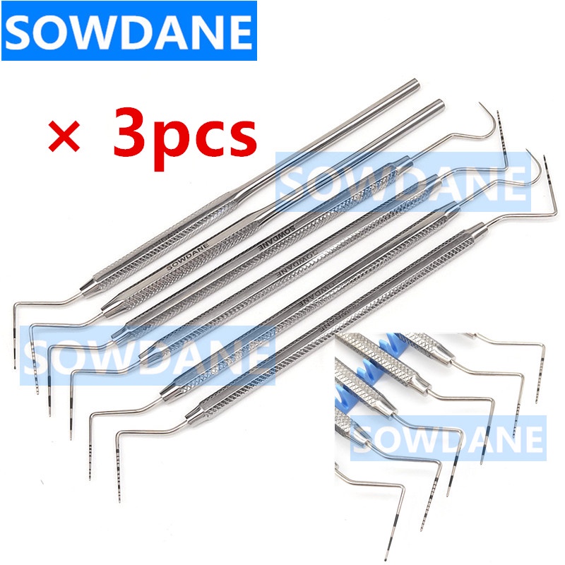 3pieces Dental Periodontal Probe with Scale Dental Explorer Tool Dentist Endodontic Tooth Cleaning S