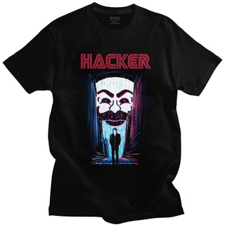 เสื้อยืดผู้ Fashion Mr Robot FSociety T Shirt Men Short Sleeve Cotton Hacker Group T-shirt Mr. Robot F Society Tee Top T