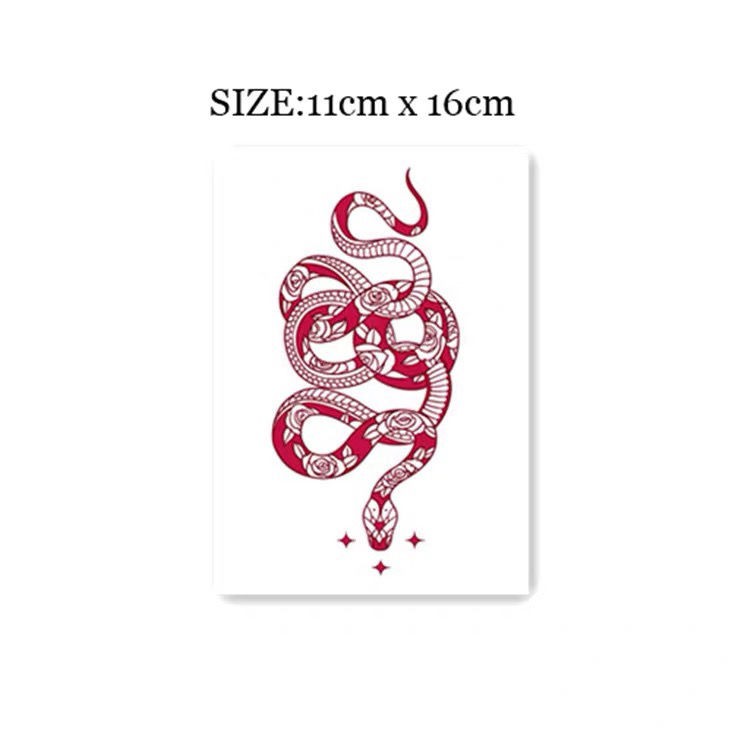 ﺴflower Arm Girl Tattoo Hand Painted Red Line Snake Japanese Ukiyo E Dark Black Arm Tattoo Sticker Shopee Thailand