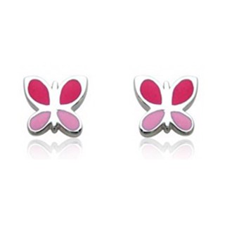 Suvani Jewelry-Silver 925% Earring  ต่างหูผีเสื้อ สีชมพู สไตล์มินิมอล น่ารัก สดใส เด็กใส่ได้ผู้ใหญ่ใส่ดี