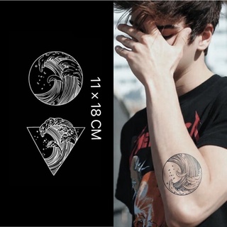 【Mars Tattoo】ใหม่ สติกเกอร์รอยสักชั่วคราว ลายคลื่นทะเล กึ่งถาวร 2 สัปดาห์ ติดทนนาน D036