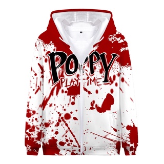 เสื้อโค้ทกันหนาว มีฮู้ด แต่งซิป ลาย Poppy Playtime สีดํา แฟชั่นยอดนิยม 2022