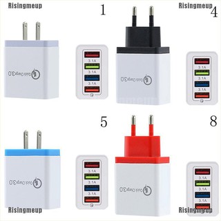 Rismeup อะแดปเตอร์ชาร์จ 4 พอร์ต 3a ชาร์จเร็ว 3.0