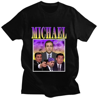 คอลูกเรือ【Boutique T-shirt】เสื้อยืดแขนสั้นลําลอง แบบบาง ทรงหลวม ลาย Michael Scott Homage The Office Tv Series ight Schru