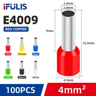 100PCS VE Ferrules Terminal Pin Terminal Tube ประเภทสายไฟเชื่อมต่อ E7508 E2508 E1008 E1508