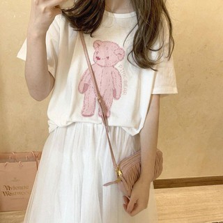 Kawaii​ เสื้อยืดคอกลมลายน้องหมี