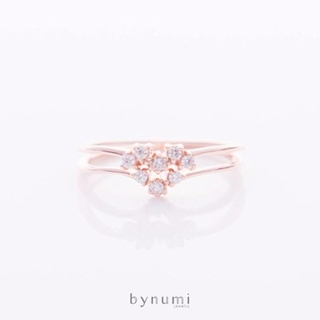 bynumi Set of Heartfull Rings - "Heartfull" แหวน เงินแท้ 925 ชุบพิ้งค์โกล และ เพชรสวิส