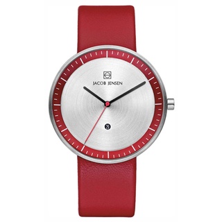 [ของแท้] JACOB JENSEN นาฬิกาข้อมือ ผู้ชาย รุ่น JACOB J. 273 STRATA G,ST.,SIL-RED.DATE,RED STRAP paurasia ปอเรเซีย