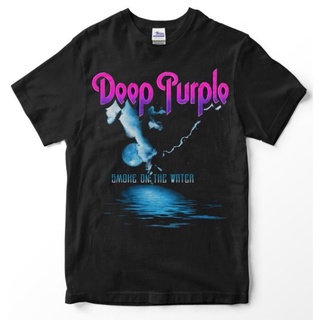 เสื้อยืดผ้าฝ้ายเสื้อยืด พิมพ์ลาย deep purple 2 PINK BAND SMOKE ON THE WATER Premium สีม่วงเข้ม สําหรับผู้หญิงL XL  XXL 3