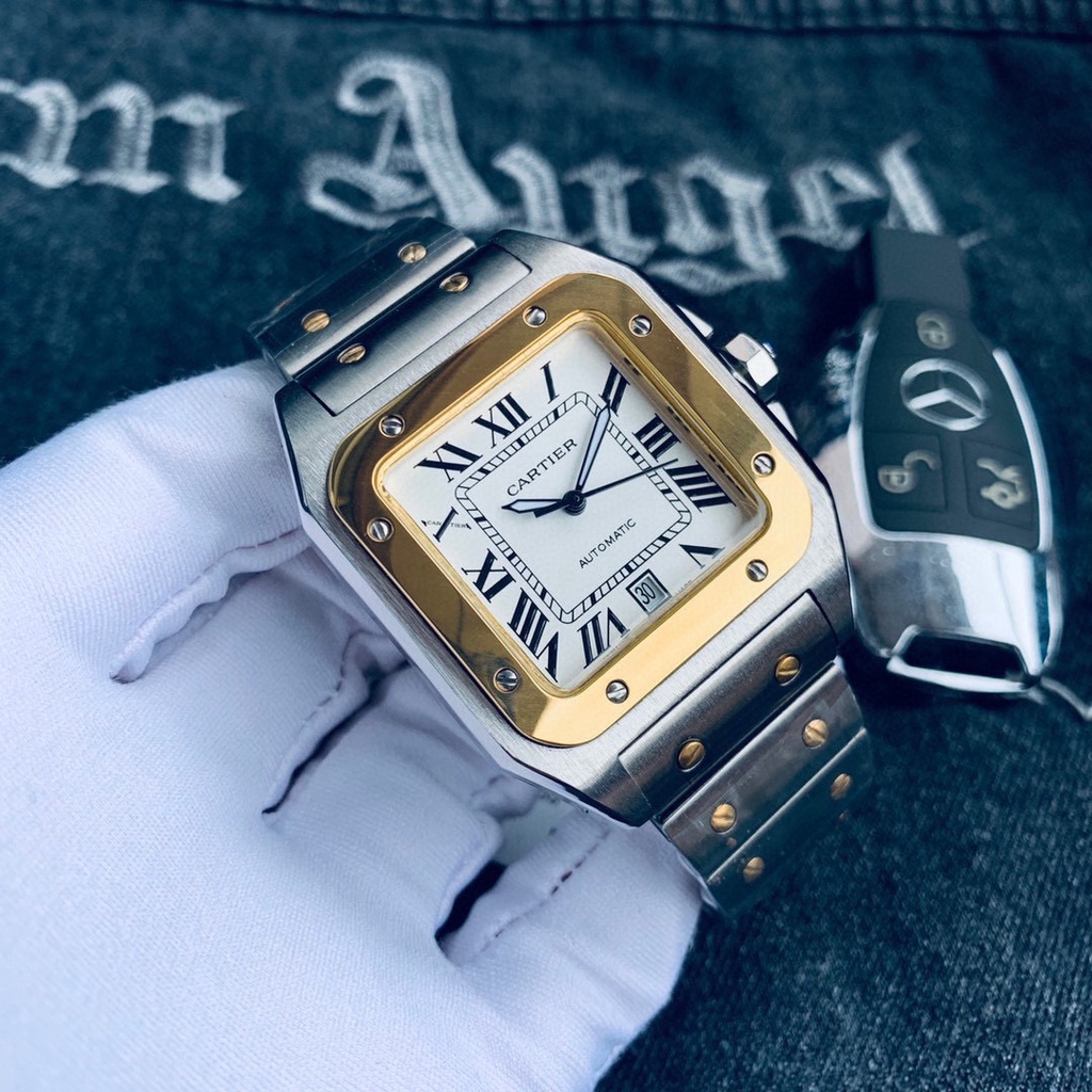 ค.า.ร์.เ.ที.ย.ร์ คาร์เทียร์Classic Santos Men's Watches นาฬิกาข้อมือสำหรับธุรกิจ นาฬิกาบูติก