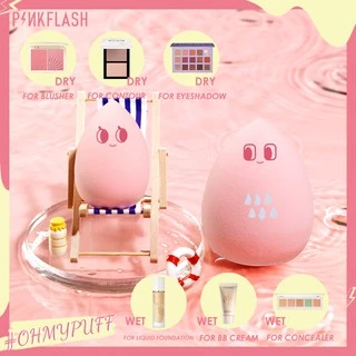 PINKFLASH ฟองน้ำแต่งหน้า รูปทรงหยดน้ำ สีชมพู