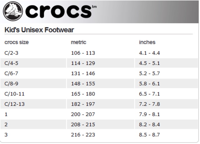 size in crocs