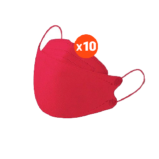 โปรโมชั่น : 😷3D Mask Kf94 "สีแดง" หน้ากากอนามัย หนา 4ชั้น 10ชิ้นแพ็ค