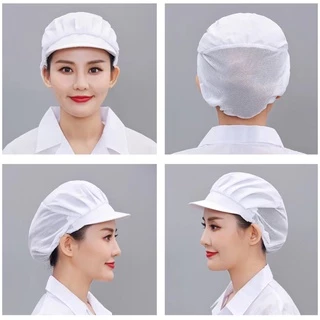 หมวกผ้าคลุมผม หมวกโรงงาน มีขอบ ฝ้าย สําหรับปรุงอาหาร งานผลิต เชฟ