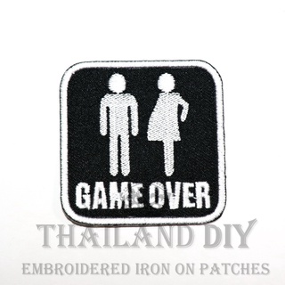 ตัวรีดติดเสื้อ งานปัก แนววัยรุ่น เท่ๆ การ์ตูน ขำๆ ฮาๆ ตลก ขำขัน Game Over Funny Joke Patch WOP DIY ตัวรีด อาร์มติดเสื้อ