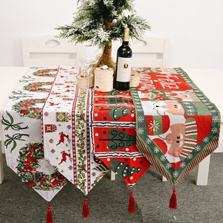 🔥Hot sale~ ใหม่ตกแต่งคริสต์มาสผ้าถักผ้าปูโต๊ะวิ่งสร้างสรรค์คริสต์มาสผ้าปูโต๊ะตกแต่งบ้านวันหยุดแต่งตัว