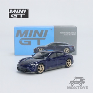 โมเดลรถยนต์ เมทัลลิก MINI GT 1:64 Porsche Taycan Turbo S Gentian Blue ของเล่นสําหรับเด็ก