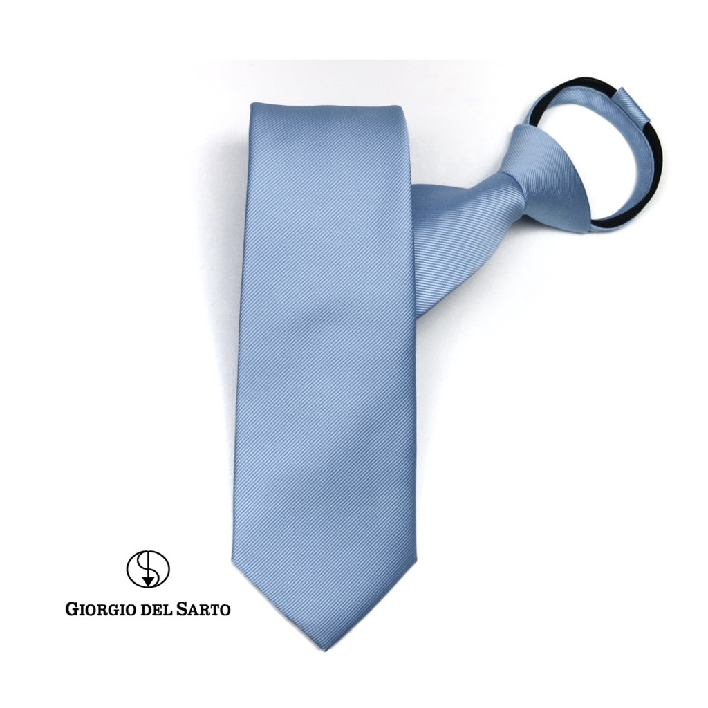 Giorgio Del Sarto Adults Zipper Tie Blue 7.5 cm ไทซิป เนคไทสำเร็จรูปสีฟ้า