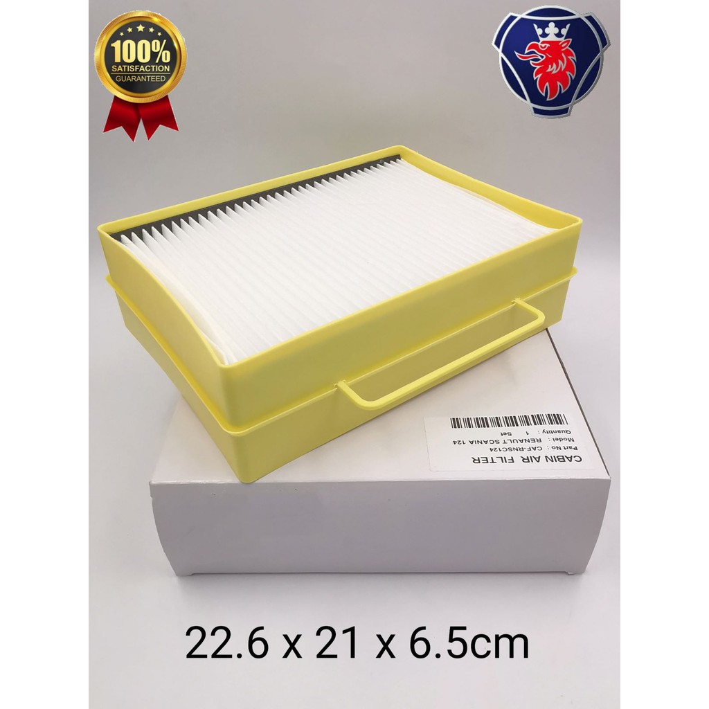 CAFS144 - SCANIA 114 / 124 / 144 CABIN AIR FILTER OLD MODEL ( SHORT ) YELLOW FRAME
