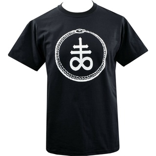 เสื้อยืดลําลอง แฟชั่นสําหรับผู้ชาย แขนสั้น คอกลม พิมพ์ลาย Leviathan cross Alchemy Satan Goth Gothic infinity snake