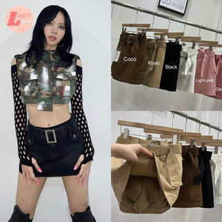 LADY_JEANS #647(ใส่โค้ด LADYJ8 ลดทันที 15%)กระโปรงแฟชั่น รุ่นฮิต ลิซ่า 📌แถม เข็มขัด เซ็ท ผ้ายีนส์ฟอก