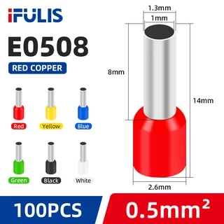 100PCS VE Ferrules Terminal Pin Terminal Tube ประเภทสายไฟเชื่อมต่อ E7508 E2508 E1008 E1508