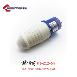 ปลั๊กตัวผู้ P1-213-6H เต้ารับตัวเมียต่อกลาง 16A 2P+E 50Hz/220v IP44