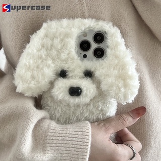 3D Plush Dog Case For Samsung Galaxy A03s A32 A22 A52 A72 A51 A71 A50 A50s A70 A70s A42 A12 A82 M42 M12 5G 4G Cover Cute Cartoon Teddy Warm Fluff Soft Phone Casing