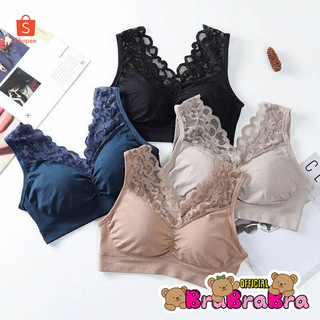 🧸💦𝑩𝒓𝒂𝑩𝒓𝒂𝑩𝒓𝒂⛱️🧸  #bra-120 บราผ้านิ่ม คอตตอนแท้ สายลูกไม้ สวมใส่สบาย