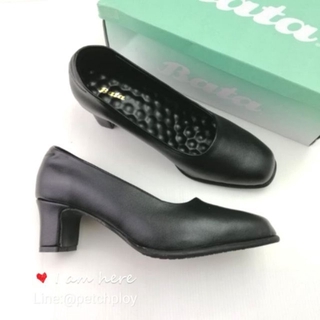 BATA รุ่น 751-6670 รองเท้าบาจา คัทชูผู้หญิง ส้นสูง 2 นิ้ว รับปริญญา นักศึกษา หัวมน แบบถูกระเบียบ พื้นรองเท้ามีปุ่มนวด...