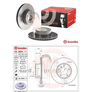 09 6924 11 จานเบรค ล้อ F (ยี่ห้อ BREMBO) รุ่น HC UV BMW ซีรี่ส์ 5 E39 520i 525i ปี1995-2003