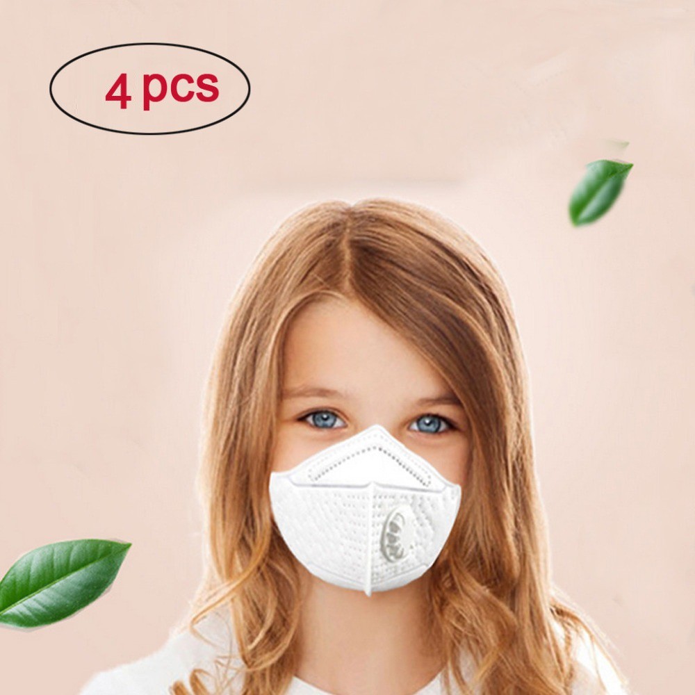 [พร้อมส่ง แพ็ค 4 ชิ้น] หน้ากากเด็ก N95 ป้องกันฝุ่น PM2.5 มีวาล์วช่วยให้หายใจสะดวก