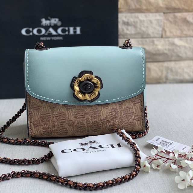 Coach 29417 Parker 18 in colorblock signature canvas